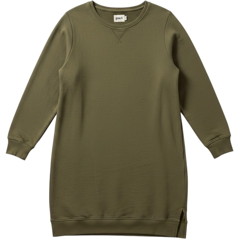 Pact Sweatshirt Dress Womens XL Green Organic Cotton Long Sleeve pockets Comfy